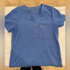 Figs Men's Short Sleeve Blue V-Neck Tee